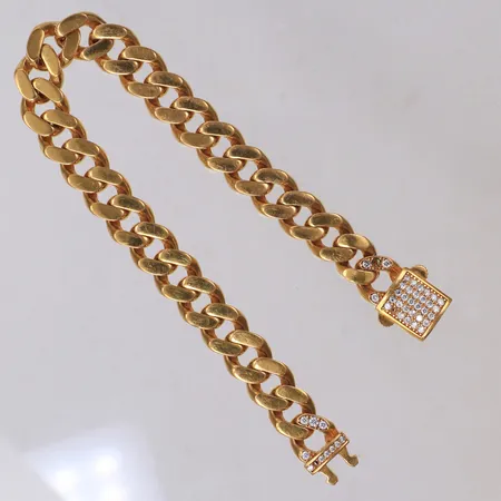 Armband med vita stenar, längd 20,5cm, bredd 10,1mm, stenar saknas, 21K Vikt: 26,6 g