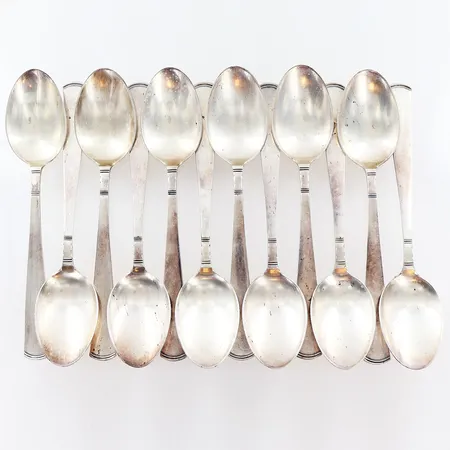 12 bordsskedar Rosenholm 182mm, putsrepor och hack, GAB, silver 830/1000 Vikt: 502,7 g