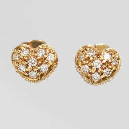 Örhängen, hjärtan med diamanter 14 x ca.0,01ct, 5,7x6,8mm, 18K Vikt: 2,8 g