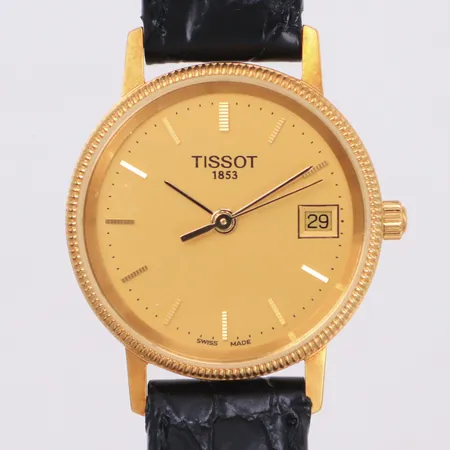 Damur, Tissot, T71311521, Ø24mm, datum, år 2006, 18K, läderband, gravyr, batteribyte krävs