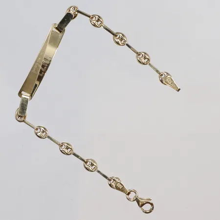 Armband med platta, längd 14cm, bredd 3-5mm, gravyr,14K Vikt: 3 g
