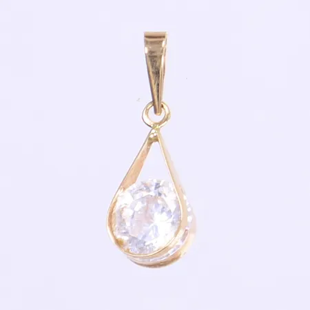 Hänge med vit sten 18x7mm 18K Bruttovikt: 0,8g Vikt: 0,8 g