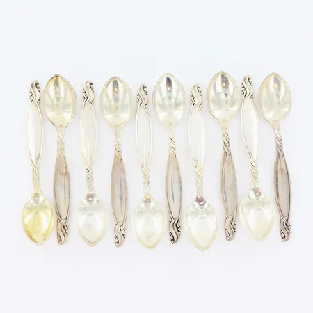 10 kaffeskedar 122mm, silver 925/1000. Vikt: 180 g