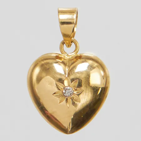 Hänge, hjärta med diamant 1 x ca.0,007ct, 15,2x9,8mm, ihåligt, 18K Vikt: 0,5 g