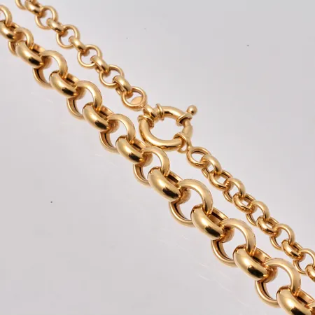  Collier i 18K guld, 45cm, Ärtlänk, ihålig, bredd 5,4-9,6mm, tillverkad av Guldfynd, vikt 14,16g.