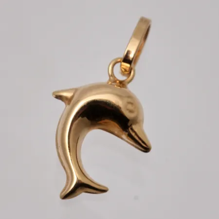  Hänge i 18K guld, Delfin, mått 8,8x16,9mm, tillverkad av Guldfynd, vikt 0,35g.