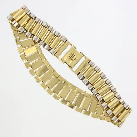 Armband 20,5cm, bredd: 13mm, vit/gulguld, OBS! Ej märkesdesign, 14K Vikt: 24,3 g