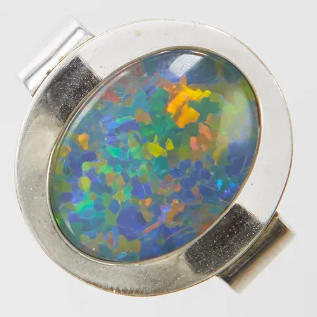 Ring opaltriplett, stl16, bredd 6-29,5mm, vitguld, 14K, bruttovikt: 11g.