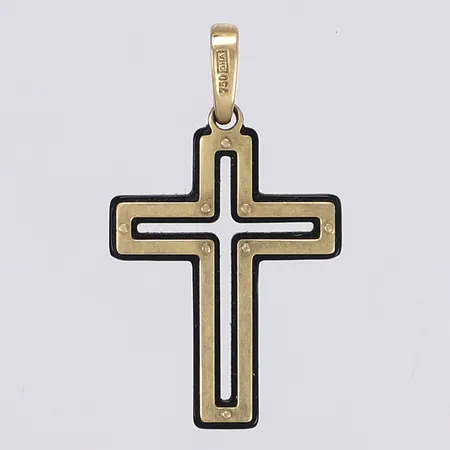 Hänge kors i plast 35x21mm gulddetaljer i 18K Bruttovikt: 2g Vikt: 2 g