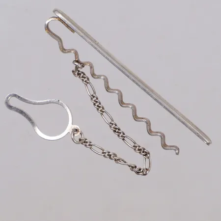 Slipshållare, längd 59,0mm, bredd 5,7mm, säkerhetskedja, 800/1000 silver Vikt: 0 g