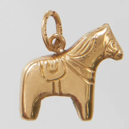 Hänge/berlock, Dalahäst, 14x13mm, svenska stämplar, 18K Vikt: 0,6 g