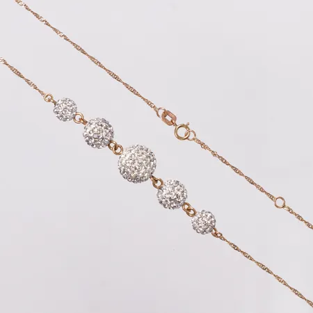 Collier vita stenar, 42/45cm, bredd 1-10mm, Guldfynd, 18K  Vikt: 4,2 g