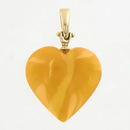Hänge med gul sten hjärta, 35x25mm, 14K i ögla, bruttovikt: 3,5 gram Vikt: 0 g