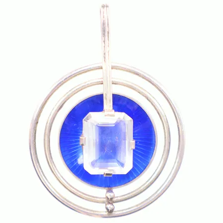 Hänge vit och blå sten silver 925/1000 Norge, Ø44mm  Vikt: 21 g