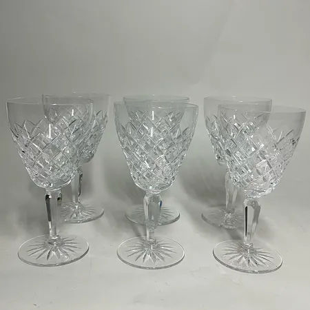 6 Vinglas Orrefors Kristall 16,5cm Ø8,5cm, modell Karolina, design Gunnar Cyrén