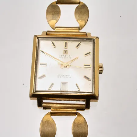 Tissot Visodate Seastar, ca 30,5x30,5mm, automat, datum, stål, armband i metall med viklås, repor på glas. Vikt: 0 g