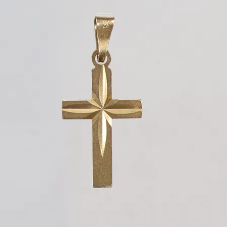 Hänge Kors mönstrat 11x25mm 18K Vikt: 0,6 g