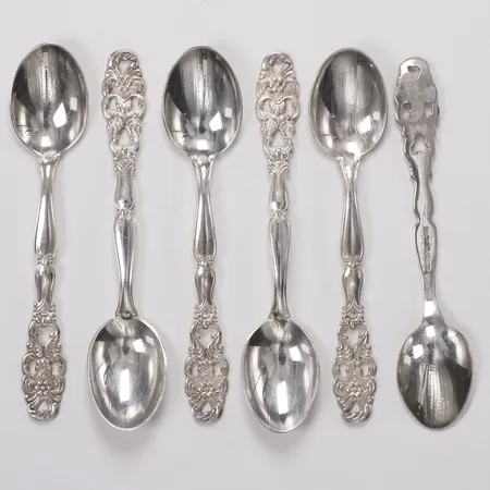 6 moccaskedar, 9,5cm, GAB år 1970, 830/1000 silver Vikt: 50,9 g