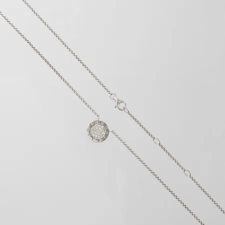 Collier, Thomas Sabo, Ärtlänk längd: 39,6-44,2mm, bredd: 1,5mm, integrerat hänge med vita stenar, Ø12,2mm, silver, 925/1000 Vikt: 5 g