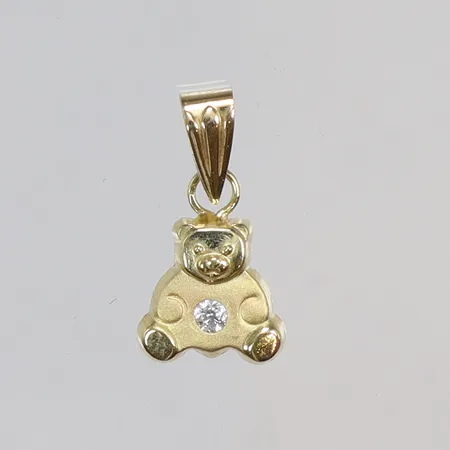 Hänge Nalle med vit sten 8x15mm inklusive hängöglan 18K Vikt: 0,4 g