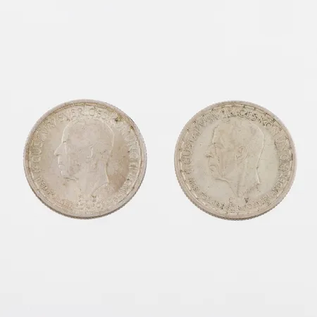 Mynt 2 st 2 kronor 1950. Vikt: 28 g