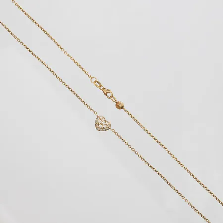Kedja, Ankar, längd: 43cm, bredd: 1,6mm, integrerat hänge, hjärta med diamanter 15 x ca.0,02ct-0,015ct, italienska stämplar, 18K Vikt: 4,8 g