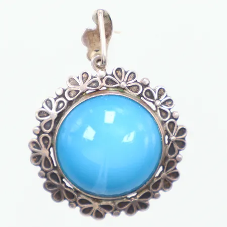 Hänge blå sten silver 800/1000 Ø27mm Vikt: 6,3 g