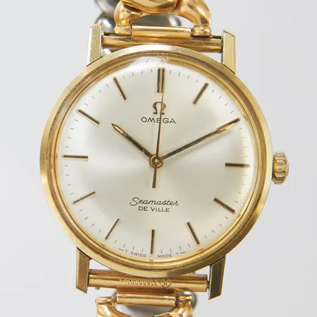 Herrur Omega Seamaster De ville, guld på stål, manuell, 34mm, flexarmband i doublé, gravyr, inga tillbehör.