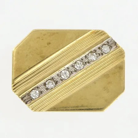 En udda manschettknapp med diamanter 6x0,02ct, 26x25x15mm, 14K Vikt: 5,8 g