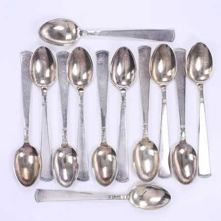 12 Kaffeskedar Rosenholm GAB design Jacob Ängman längd 108mm silver 830/1000 Vikt: 147 g