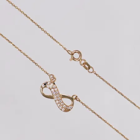 Collier evighetstecken vita stenar, 44cm, vissa stenar defekta, 14K  Vikt: 2,2 g