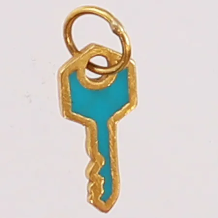 Hänge nyckel med emaljarbete, 15mm, 18K Vikt: 0,5 g
