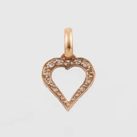 Hänge hjärta med små diamanter, höjd utan ögla ca 11mm, 18k  Vikt: 0,8 g