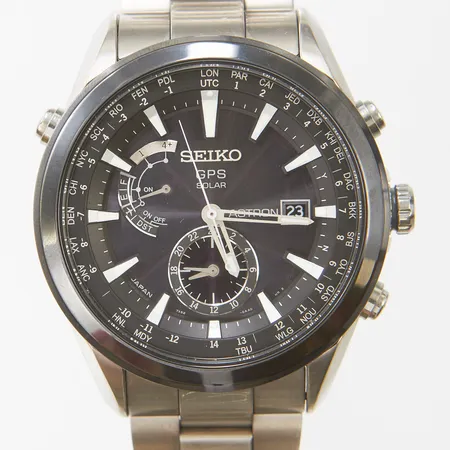Herrur Seiko Astron GPS Solar, 47mm, titan, quartz, refnr 7X52-0AA0 snr 331377, kronograf, datum, titanlänk, extra länkbit, manual, box.