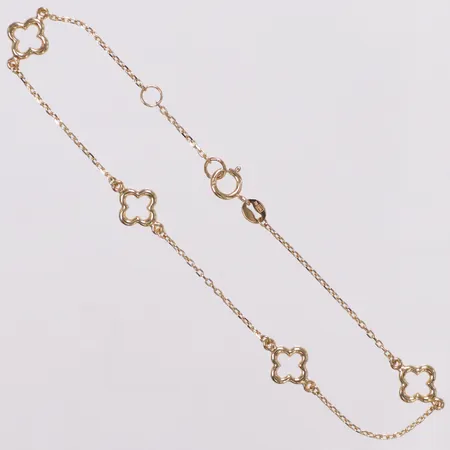 Armband fyrklöver, ca 17,3/18,8cm, bredd 0,6-6,9mm, Guldfynd, 18K  Vikt: 1,2 g