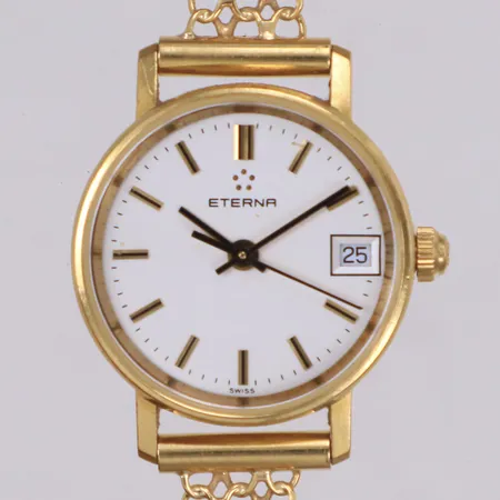 Damur, Eterna, 21,7mm, Eterna, år 1994, datum, gravyr, buckla. 18K. Bruttovikt 15,1g Vikt: 15,1 g