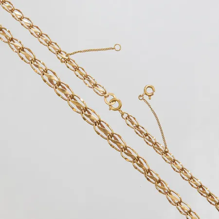 Collier, doserat, längd: 42,8cm, bredd: 4,5-6,5mm, säkerhetskedja, C G Hallbergs Guldsmeds Ab, Stockholm, 1959, 18K  Vikt: 13,6 g