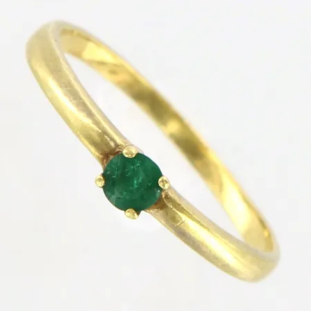 Ring med grön sten stl 17, bredd: 3mm, 18K Vikt: 1,8 g