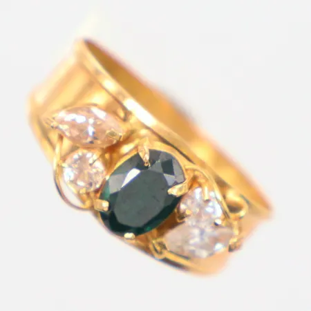 Ring blå och vita stenar ostämplad, Ø18¾, 18k  Vikt: 2,1 g