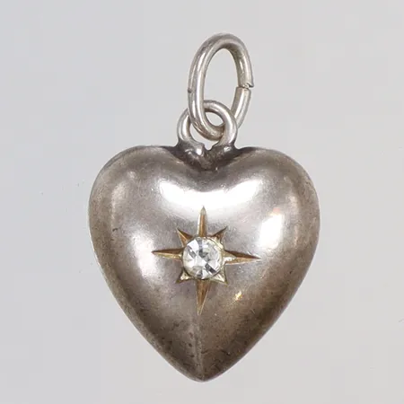 Hänge hjärta med vit sten 11x15mm silver 830/1000 Vikt: 1 g