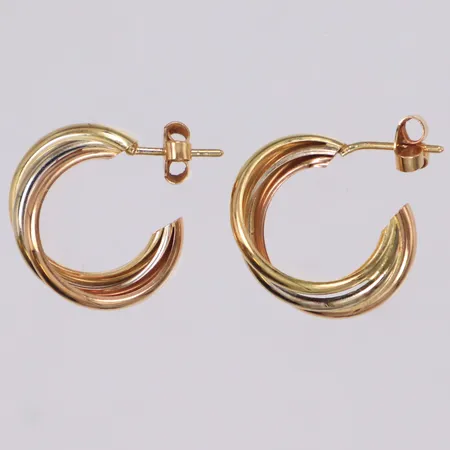Ett par örhängen, tricolor, längd 19mm, bredd 6,9mm, 18K Vikt: 4,1 g