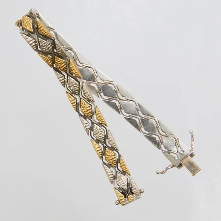 Armband, längd: 19,5cm, bredd: 9,8mm, tvåfärgat, delvis strukturerad yta, 18K Vikt: 24,7 g
