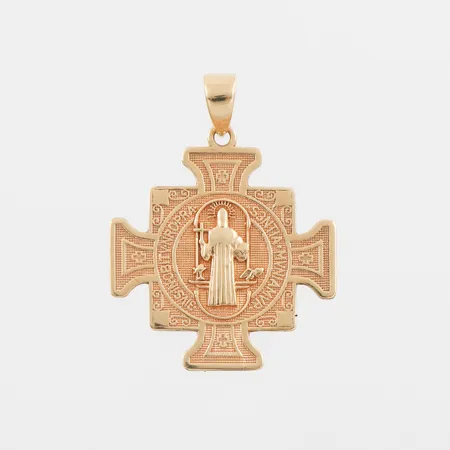 Hänge kors i form av Saint Benedict, höjd ca 20mm, 18k Vikt: 2,3 g