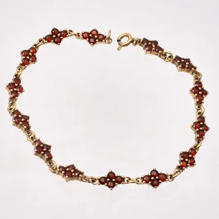 Armband i gul metall, 19cm, Granater, bredd 6,4mm, 