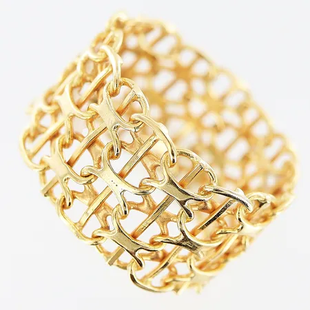 Ring X-länk med stav, stl 16¾, bredd 11mm, 18K Vikt: 4 g