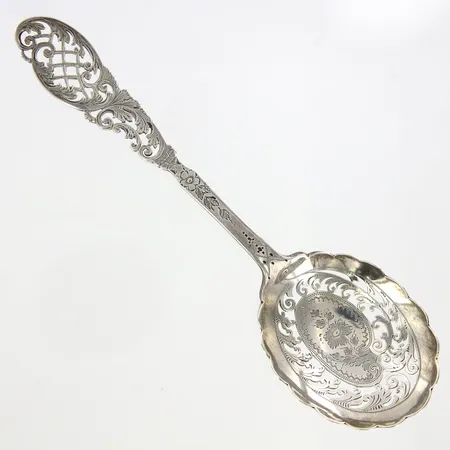 Sked med genombruten dekor, Brittiska stämplar, ca 20 cm, 925/1000 Silver Vikt: 55,5 g