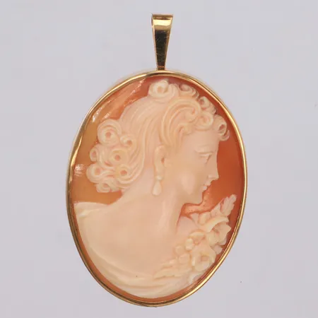 Hänge/brosch med camé, längd 50mm, Engelbert, design Stigbert, 18K. Bruttovikt 10,4g Vikt: 10,4 g