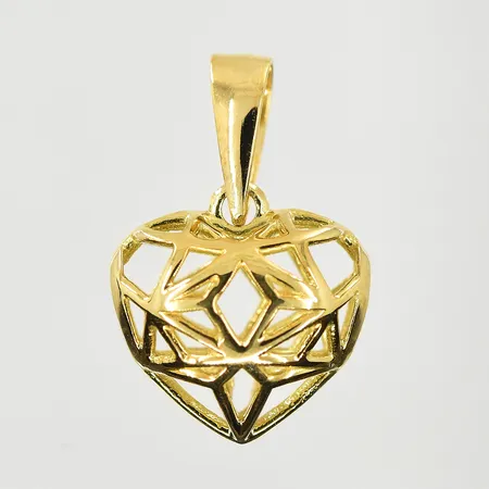 Hänge hjärta, längd 15 mm, bredd 10 mm, 18K. Vikt: 1,1 g