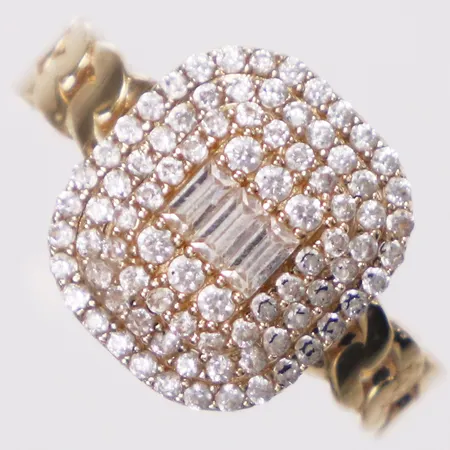 Ring Pansar vita stenar, stl 18¼, bredd 2,3-13mm, 14K  Vikt: 2,8 g