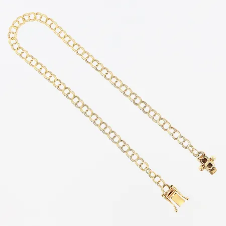 Armband Bismarck 17cm, bredd 4mm, skeva länkbitar, 18K Vikt: 2,7 g